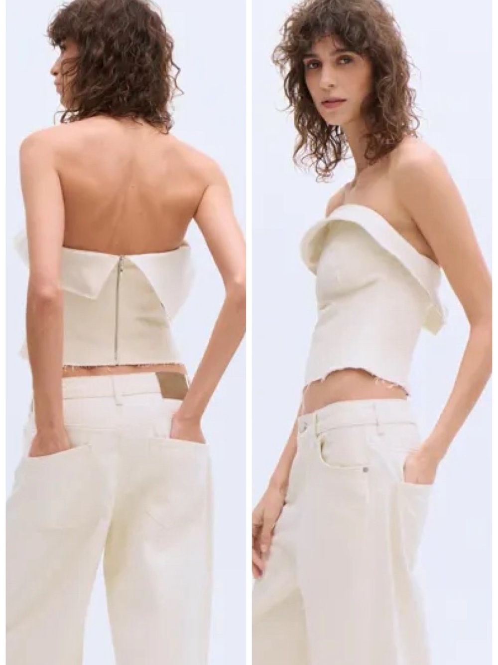 Zara ZW Strapless Fold Over Top Size S NWOT Streetwear Bustier